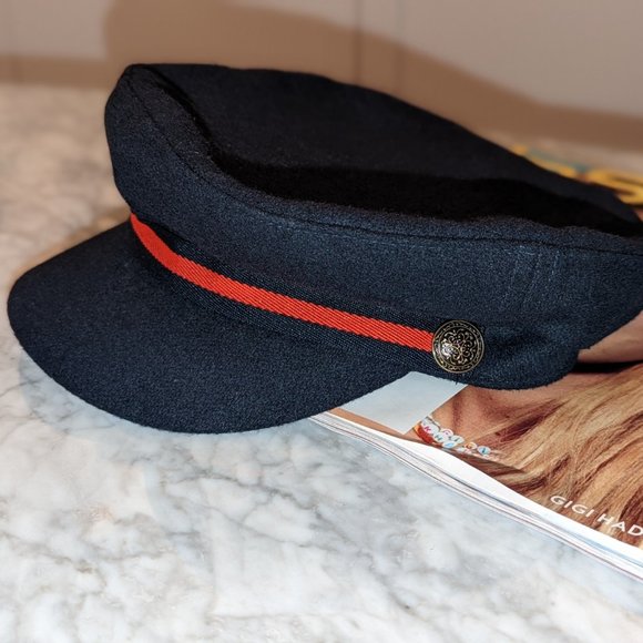 Free People Baker Boy Hat Navy Blue Wool Cap - Picture 3 of 6